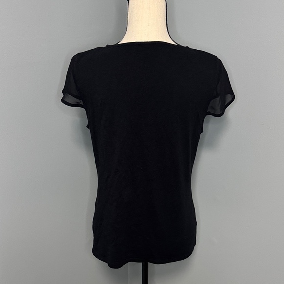 Tommy Hilfiger Women’s Black V-Neck Cap Sleeve Top Sz M - Picture 2 of 6